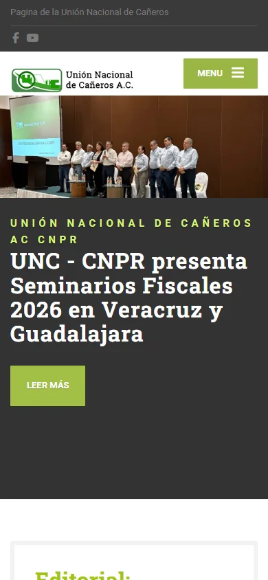 caneros.org.mx visto en un teléfono móvil
