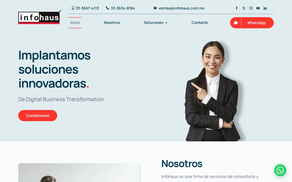 Página principal de infohaus.com.mx en escritorio