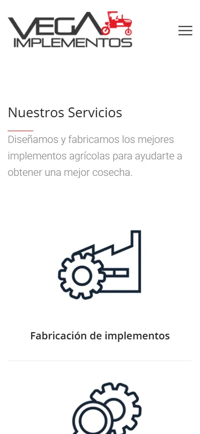 vegaimplementos.mx visto en un teléfono móvil